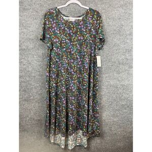 LuLaRoe Carly Dress Womens XL Multi Floral NWT High Low Short Sleeve Swing